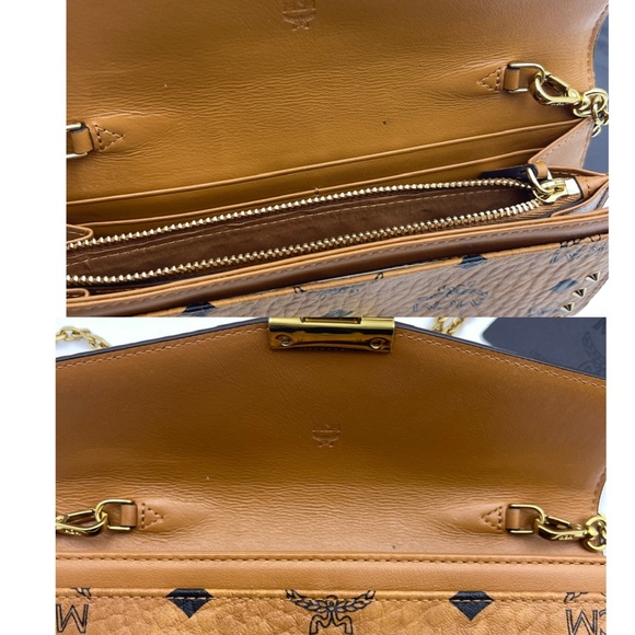 MCM Full set wallet on chain crossbody bag Millie leather Camel in leather logo - Picture 13 of 15